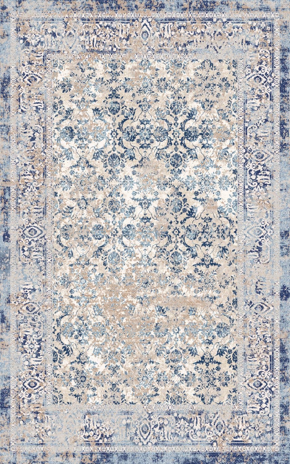 Wilton-teppe - Denizli (blå) (Størrelse: 160 x 230 cm)