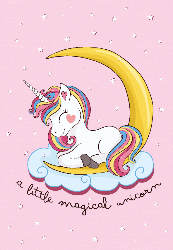 Barneteppe - Magical Unicorn (rosa) (Størrelse: 120 x 170 cm)
