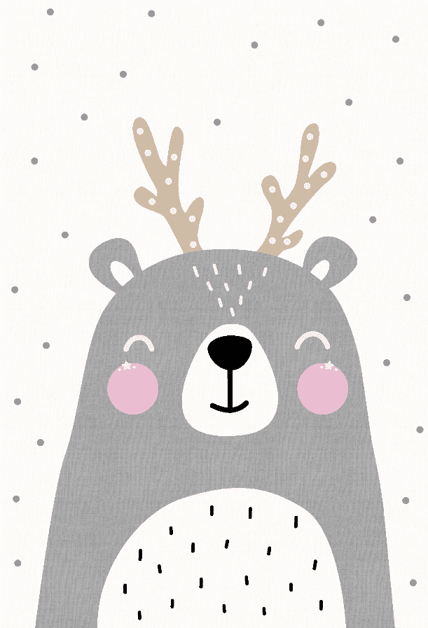 Barneteppe - Happy Bear (hvit) (Størrelse: 160 x 230 cm)