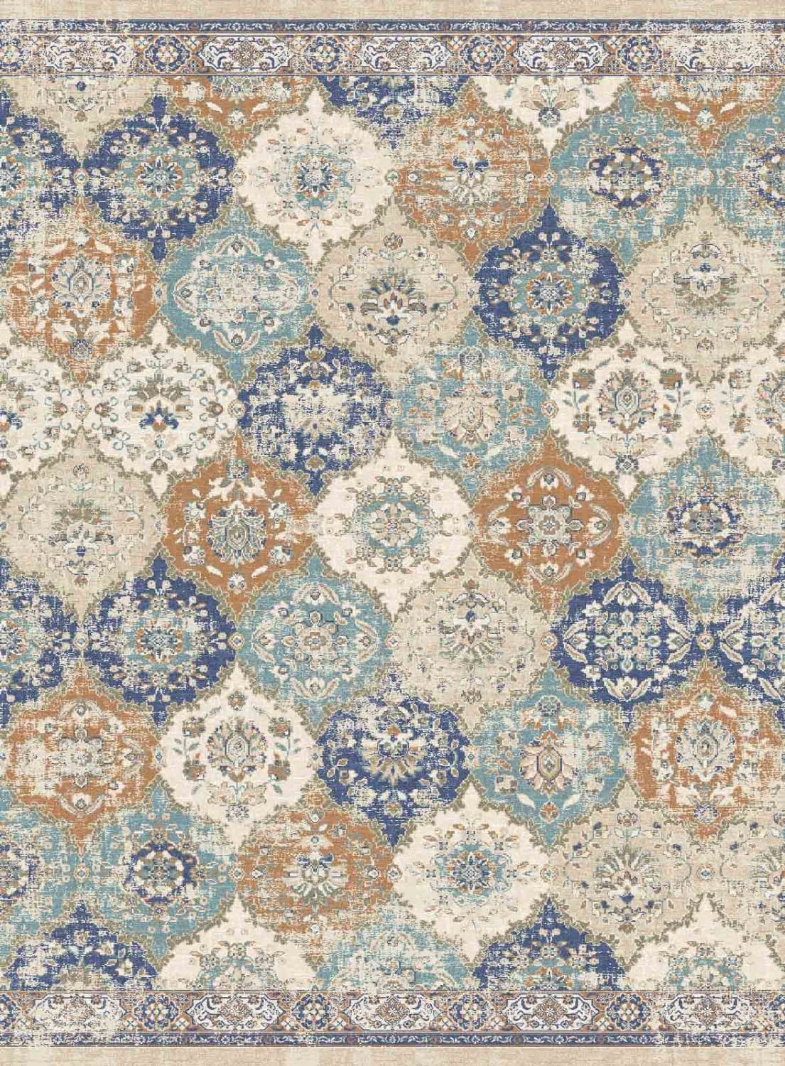 Wilton-teppe - Bohemia (blå/multi) (Størrelse: 160 x 230 cm)