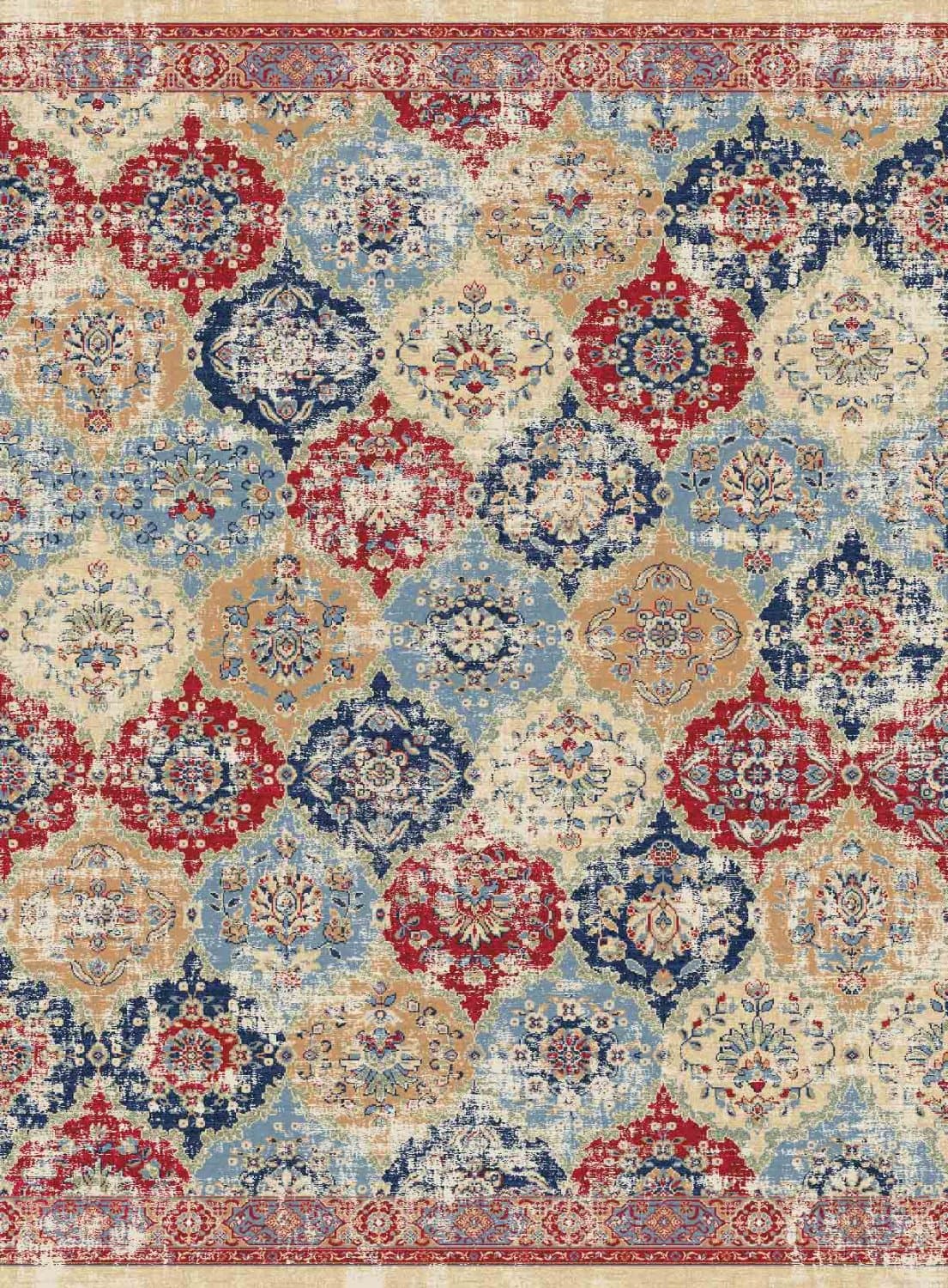Wilton-teppe - Bohemia (rød/multi) (Størrelse: 200 x 280 cm)
