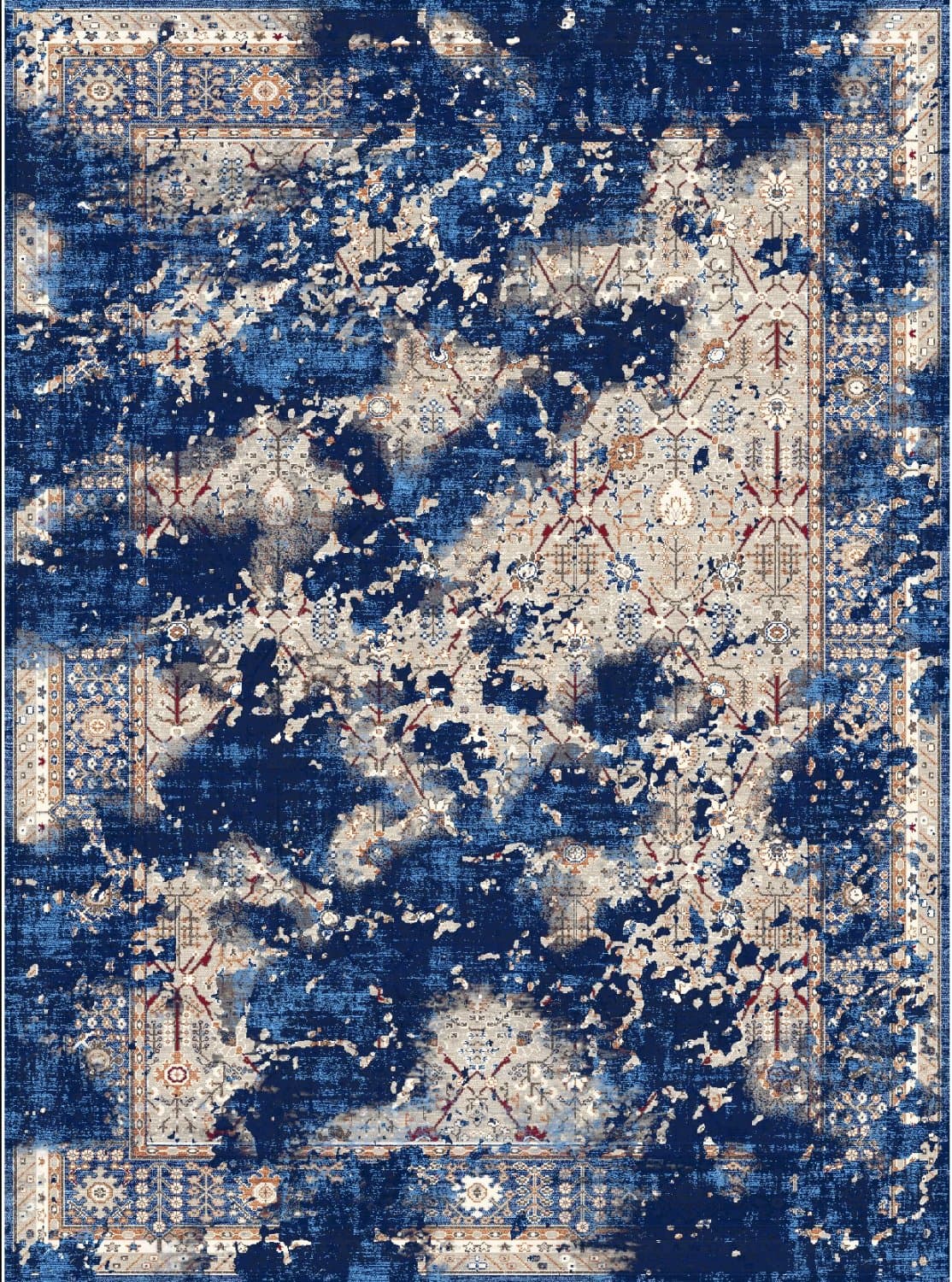 Wilton-teppe - Temima (blå) (Størrelse: 240 x 340 cm)