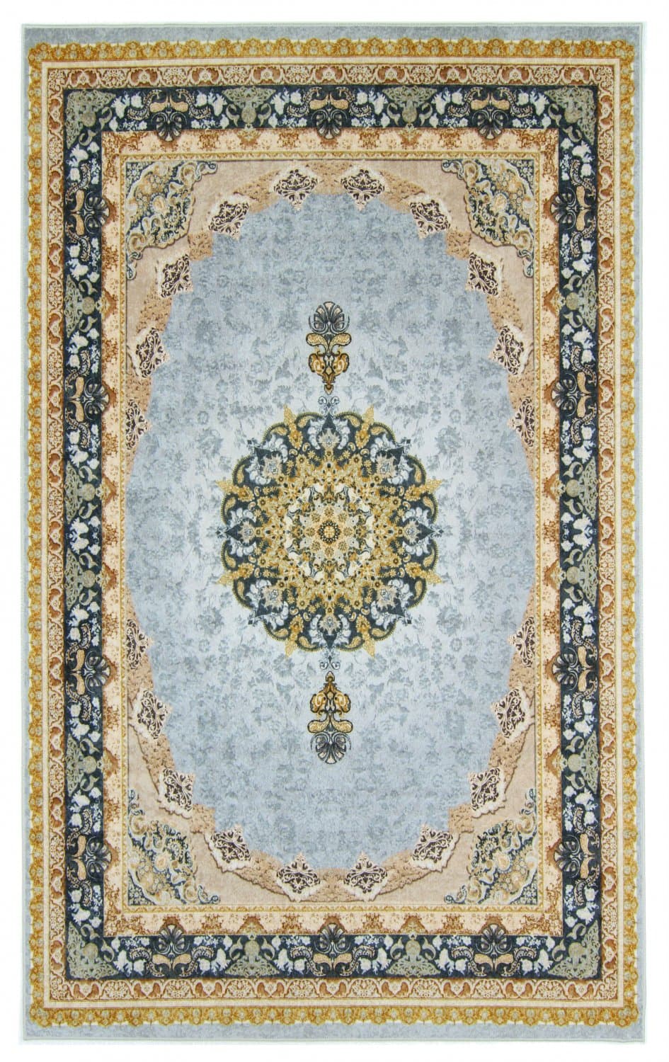 Wilton-teppe - Lukla (blå) (Størrelse: 160 x 230 cm)