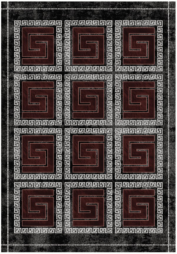 Wilton-teppe - Milos (svart/rød) (Størrelse: 200 x 280 cm)