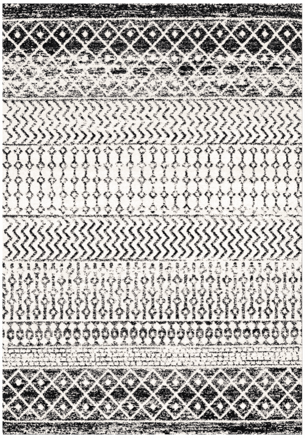 Wilton-teppe - Ovada (svart/hvit) (Størrelse: 200 x 280 cm)