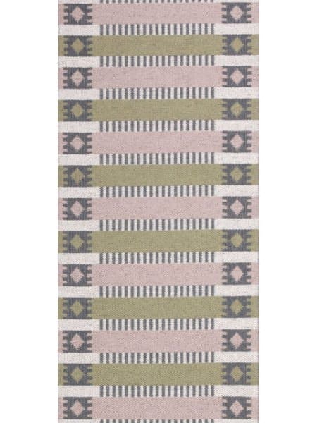 Plastmatter - Horredsmattan Märta (olive/rosa) (Størrelse: 70 x 450 cm)
