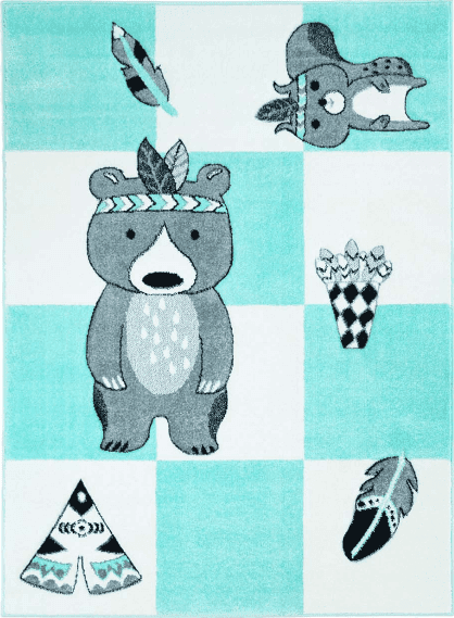 Barneteppe - Bueno Indian Bear (turkis) (Størrelse: 140 x 200 cm)