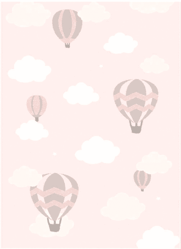 Barneteppe - Balloons (rosa) (Størrelse: 120 x 160 cm)