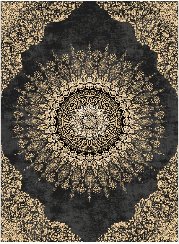 Wilton-teppe - Sandrigo (svart/gull) (Størrelse: 200 x 280 cm)