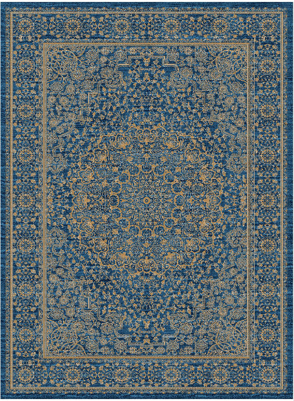 Wilton-teppe - Vinadio (blå/gull) (Størrelse: 160 x 230 cm)